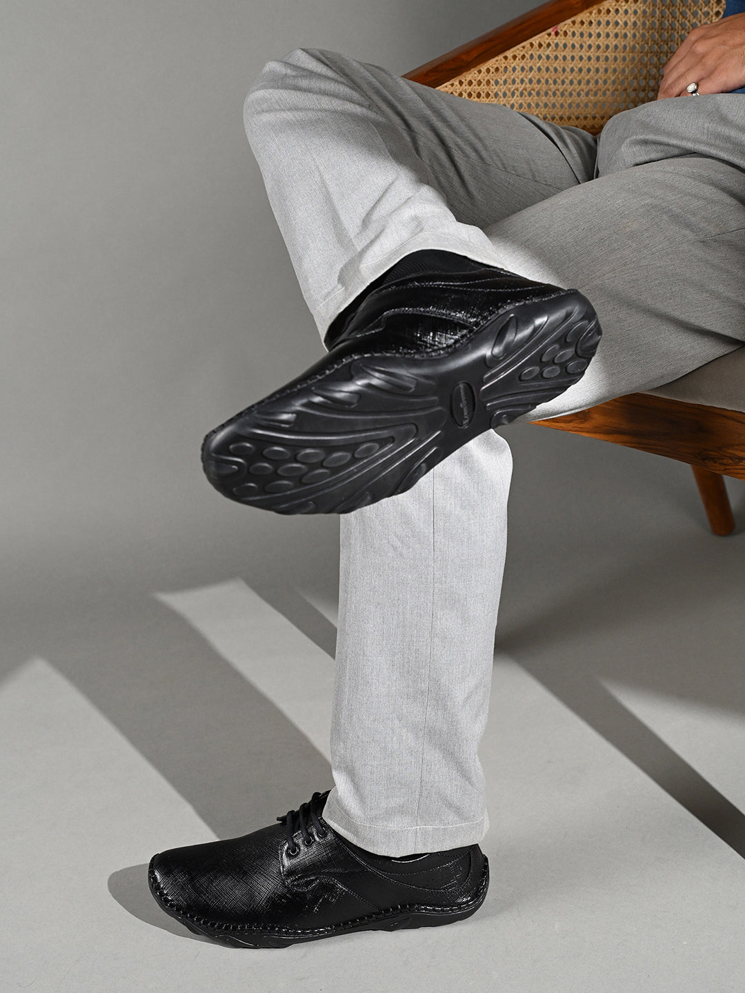 Obsidian Black Safiano Leather Ultra Lightweight Derby Shoes