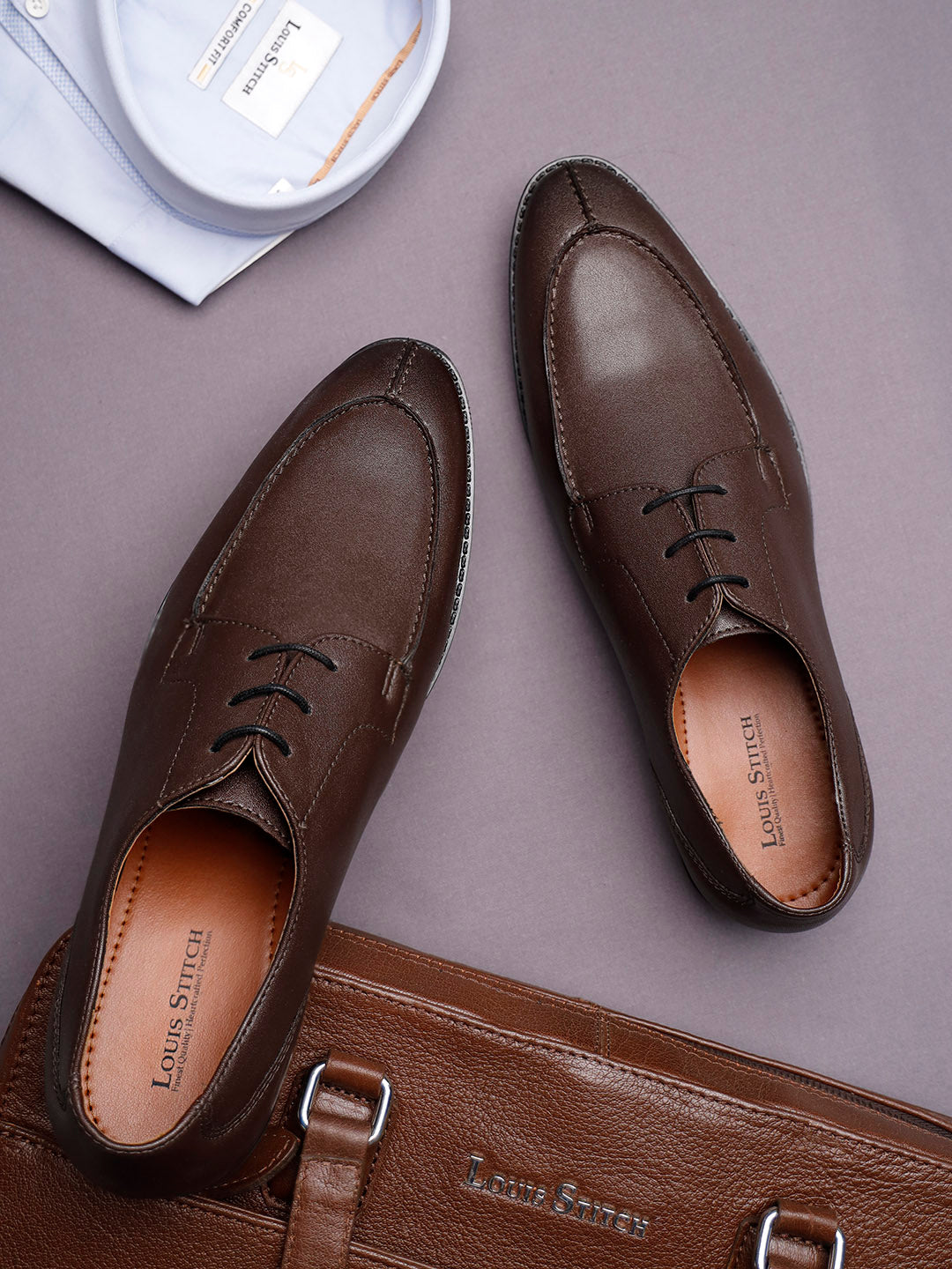 Brunette Brown Handcrafted Derby Laceups Shoes