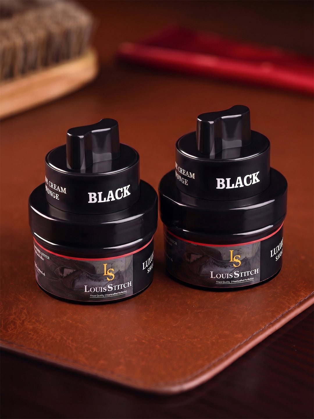 Black Leather Shoe Cream with Applicator - Best for Shoes and other leather articles (Pack of 2)