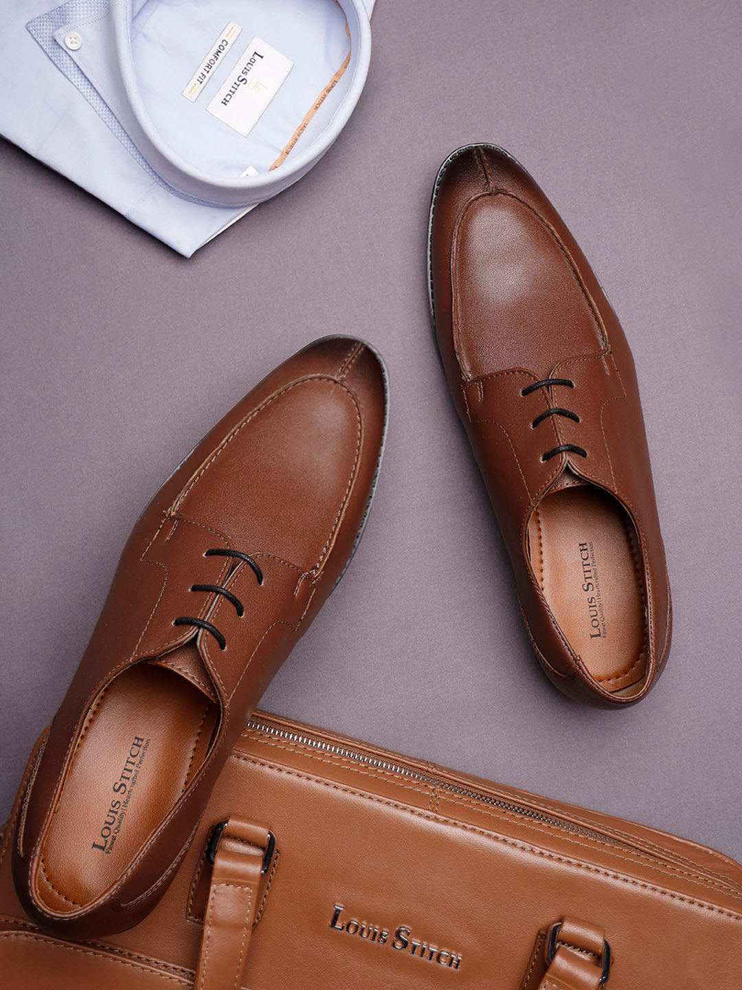 Tan Handcrafted Derby Laceups Shoes