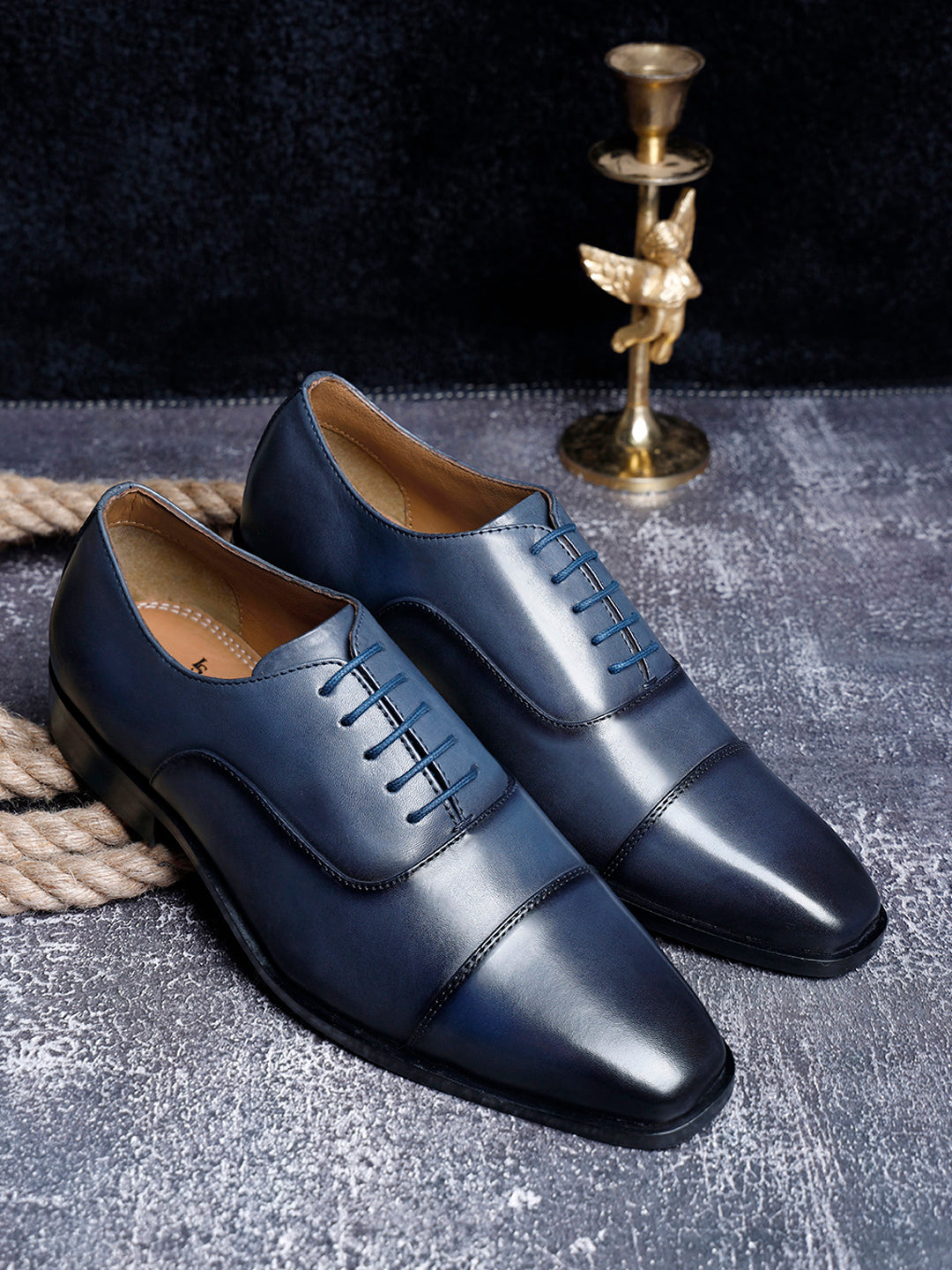 Federal Blue Handmade Premium Italian Leather Oxfords
