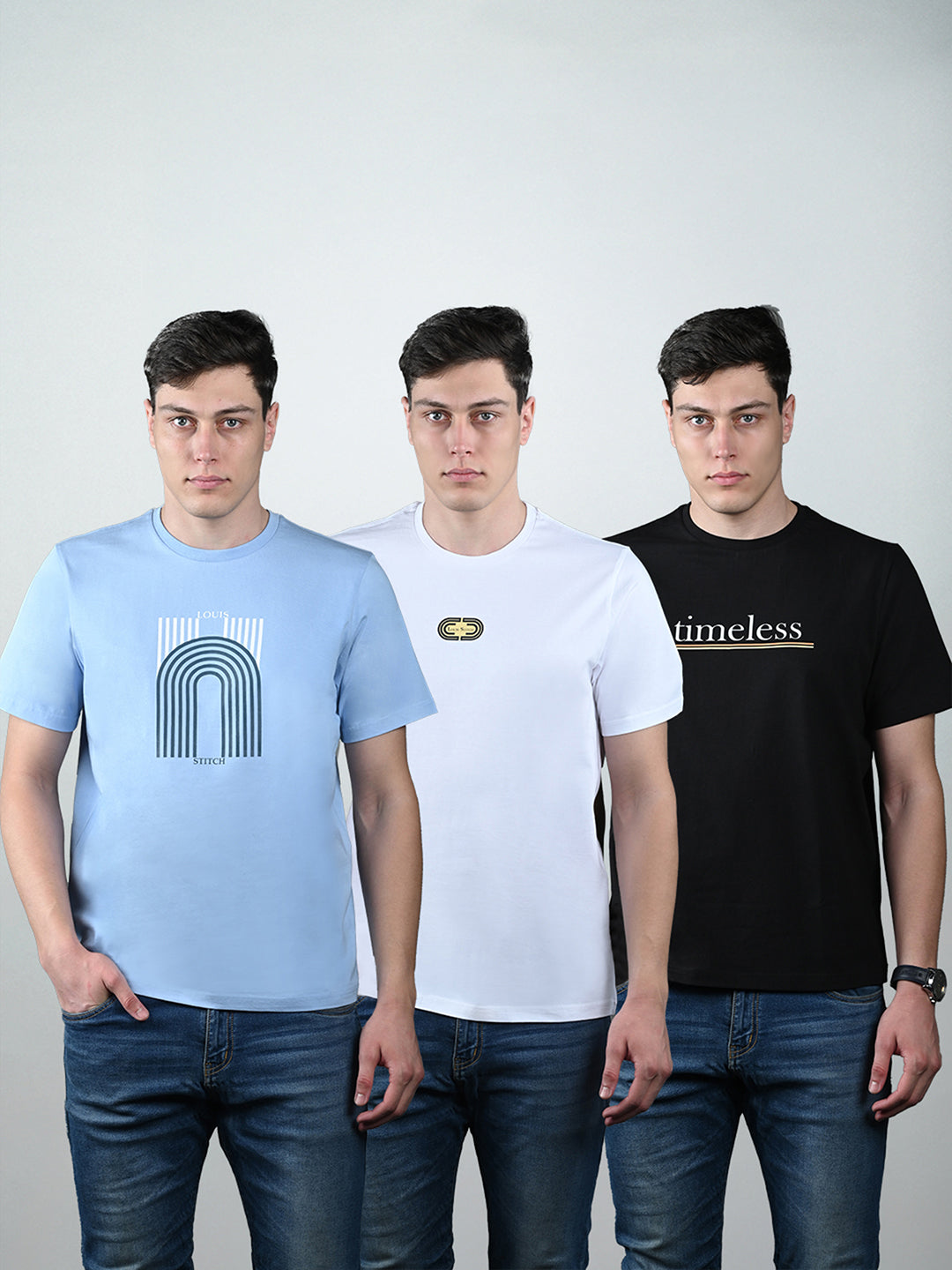 Men's Super Combed Cotton Regular Fit Pack of 3 Roundneck T-shirts