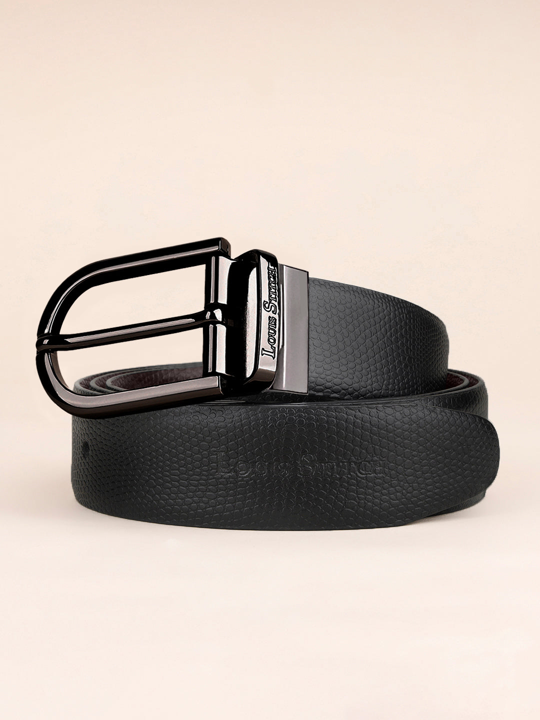 Men's Black & Brown Formal Italian Leather Reversible Belt For Men