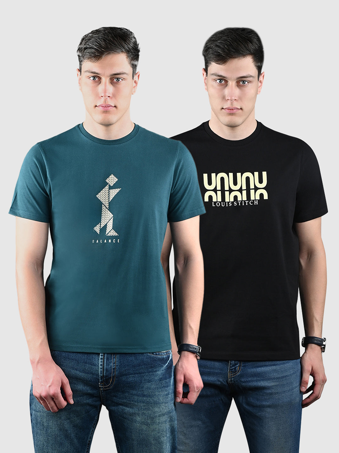 Men's Super Combed Cotton Regular Fit Pack of 2 Roundneck T-shirts