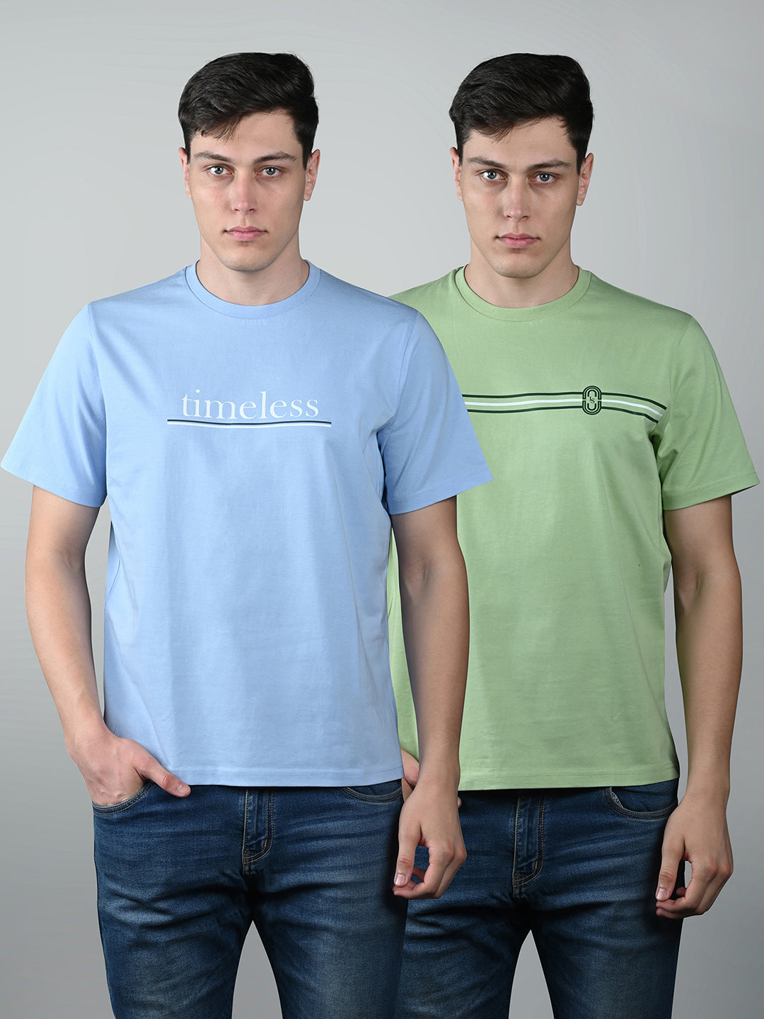 Men's Super Combed Cotton Regular Fit Pack of 2 Roundneck T-shirts