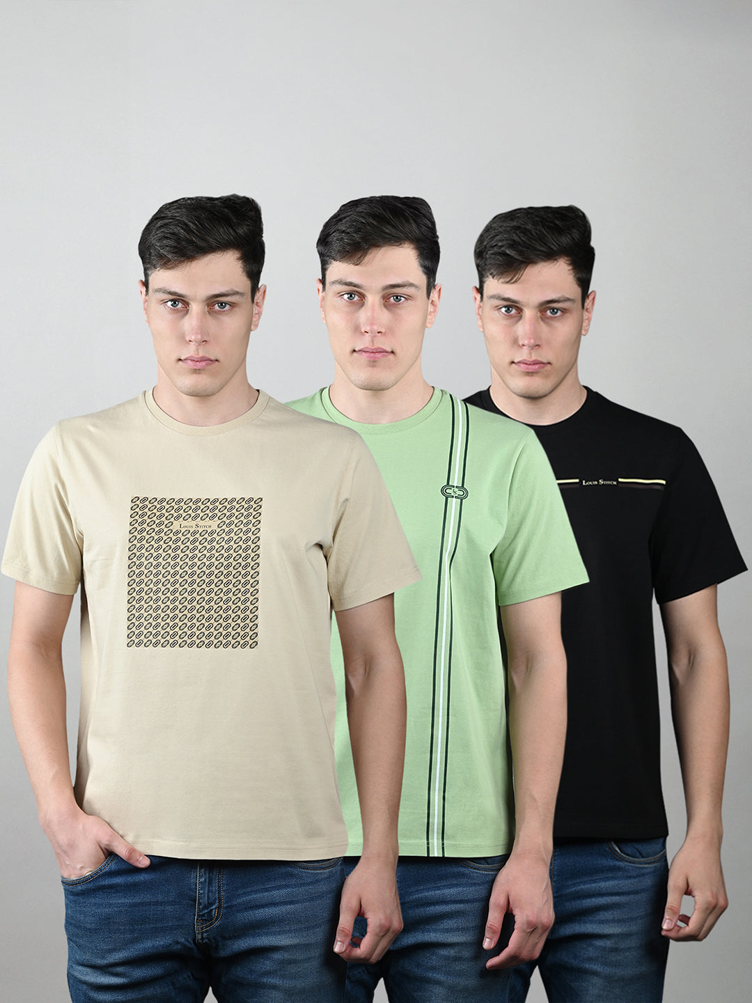 Men's Super Combed Cotton Regular Fit Pack of 3 Roundneck T-shirts