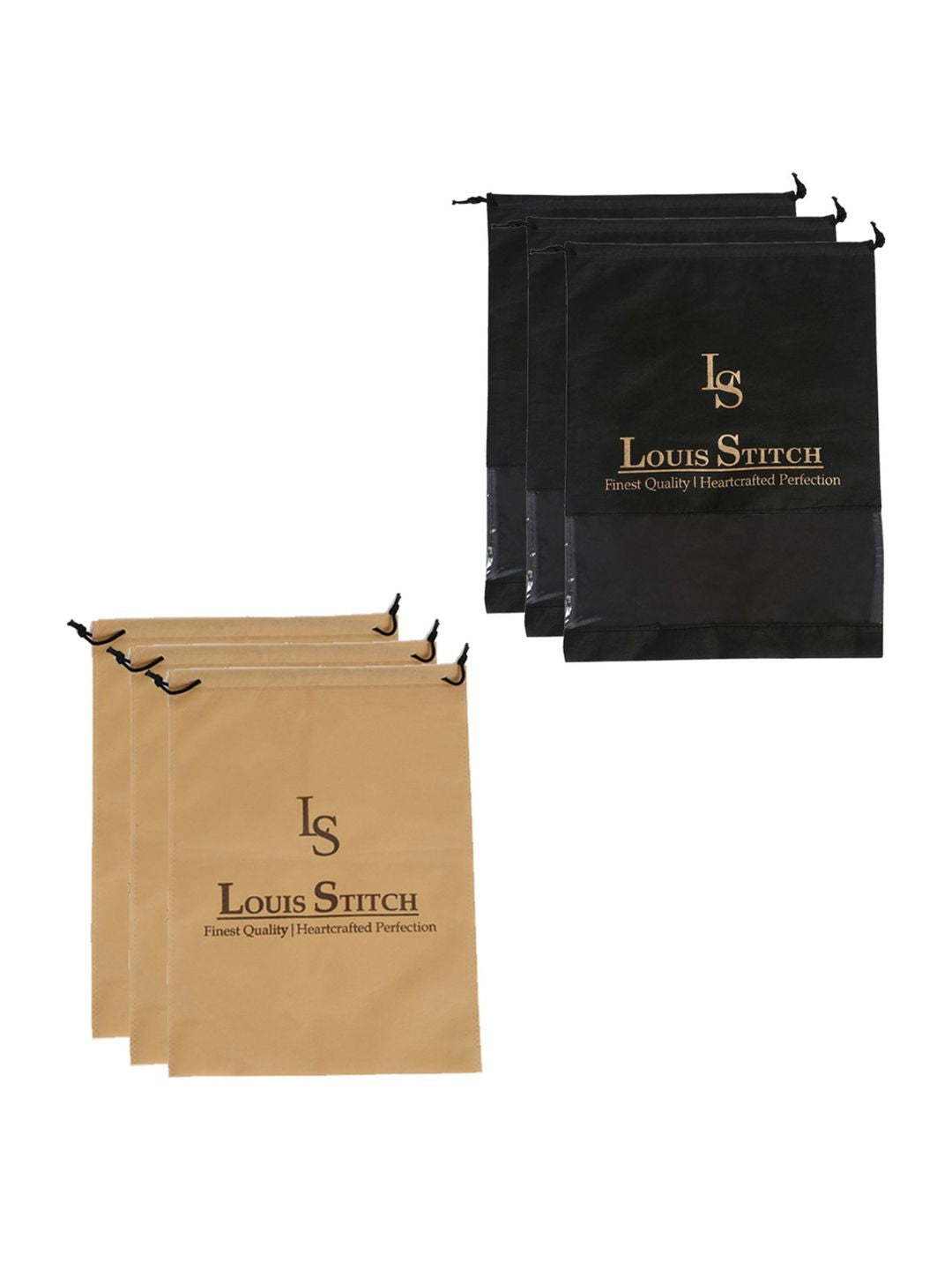 Non Woven Shoe Bag Pack Of  6 Black & Beige See Thru