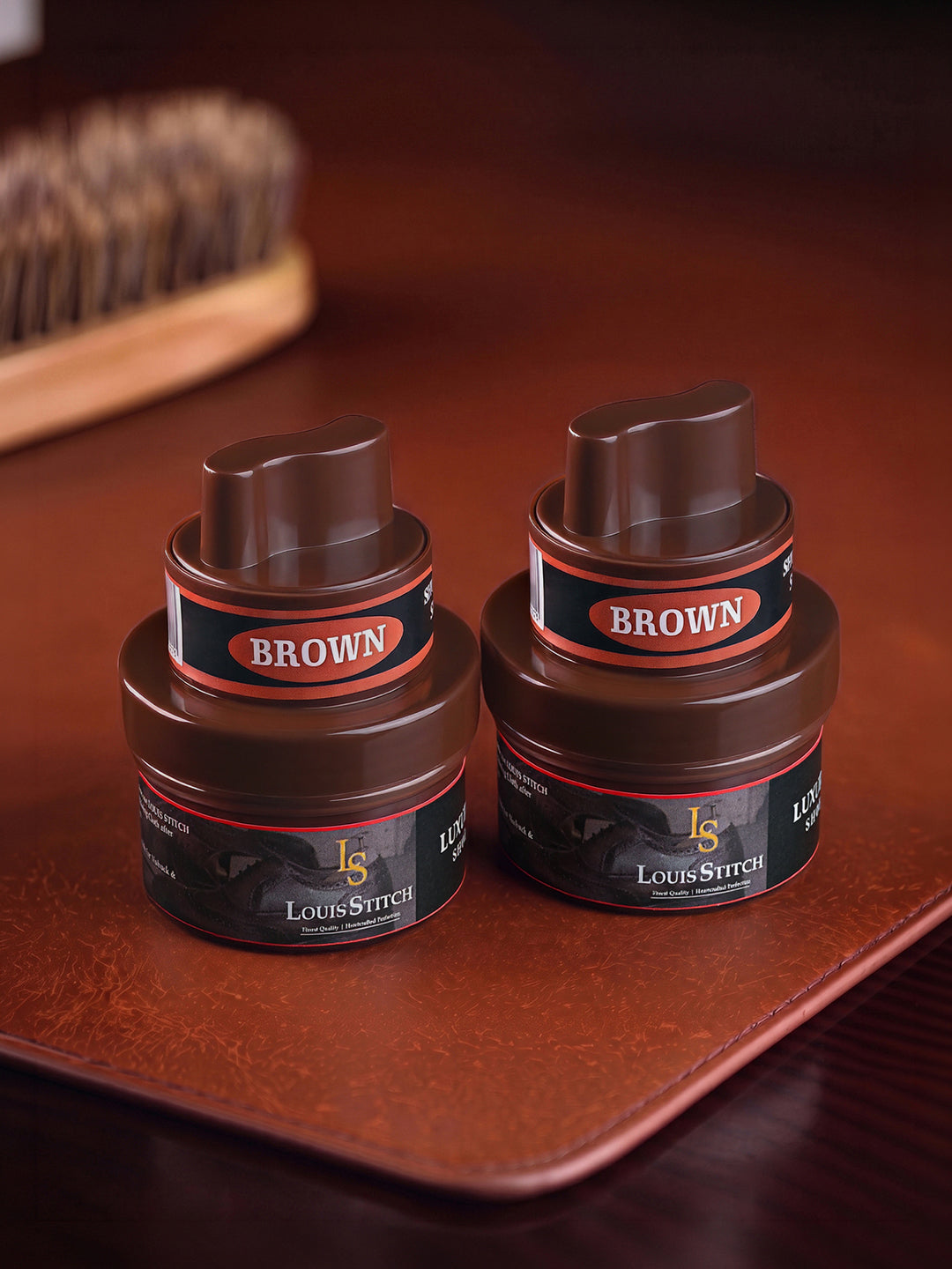 Brown Leather Shoe Cream with Applicator - Best for Shoes and other leather articles (Pack of 2)