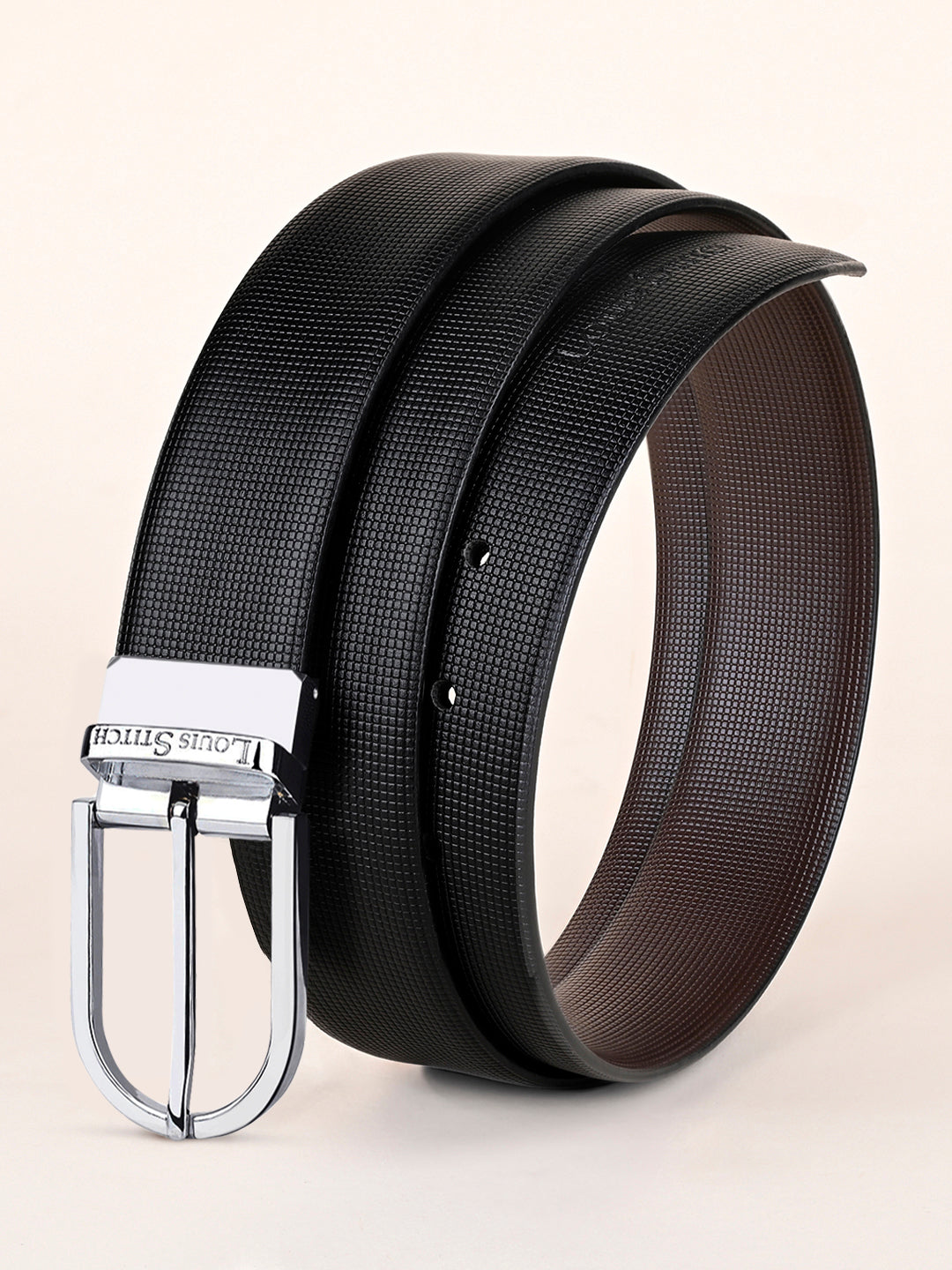 Men's Black & Brown Formal Italian Leather Reversible Belt For Men