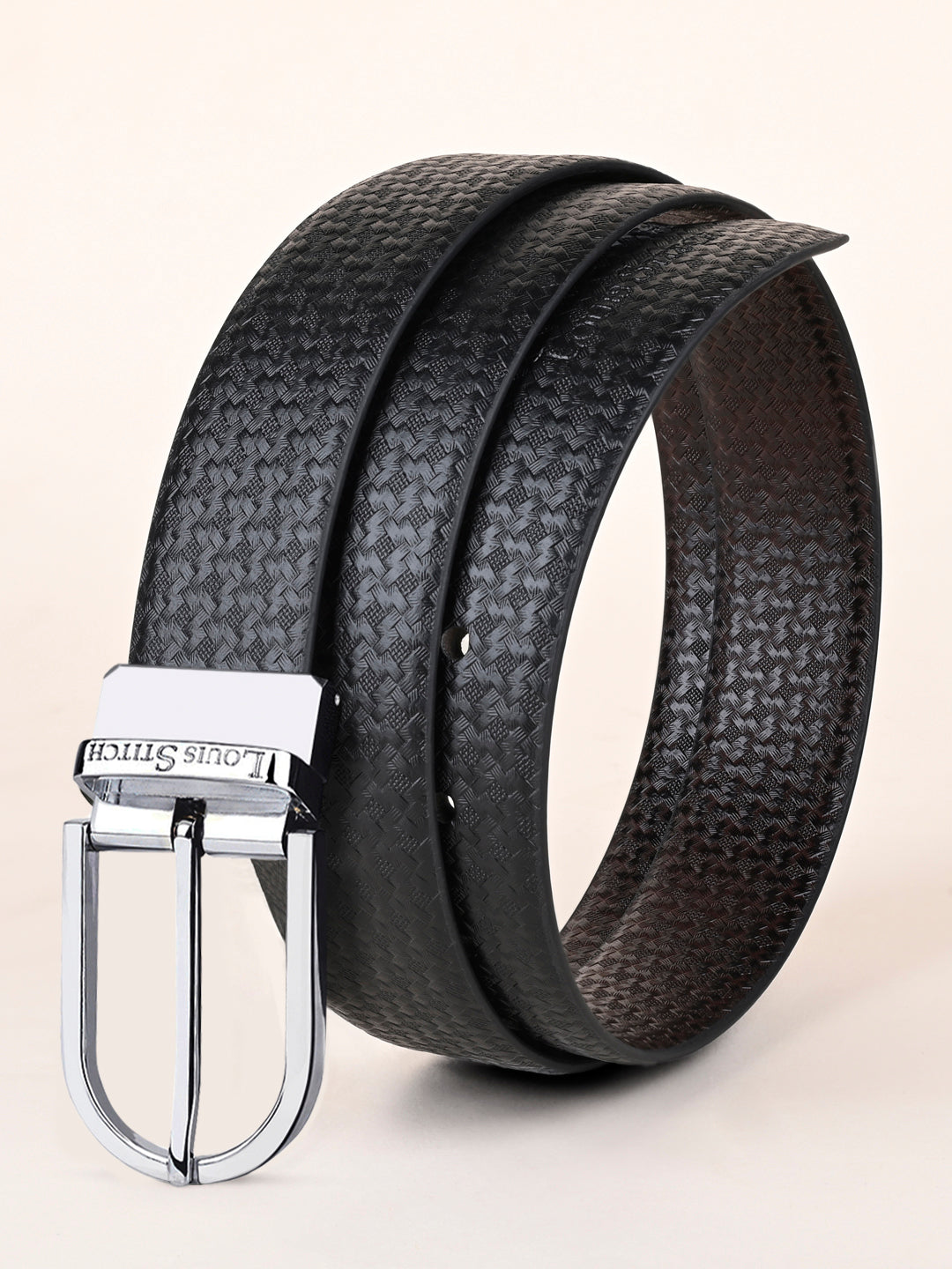 Men's Black & Brown Formal Italian Leather Reversible Belt For Men