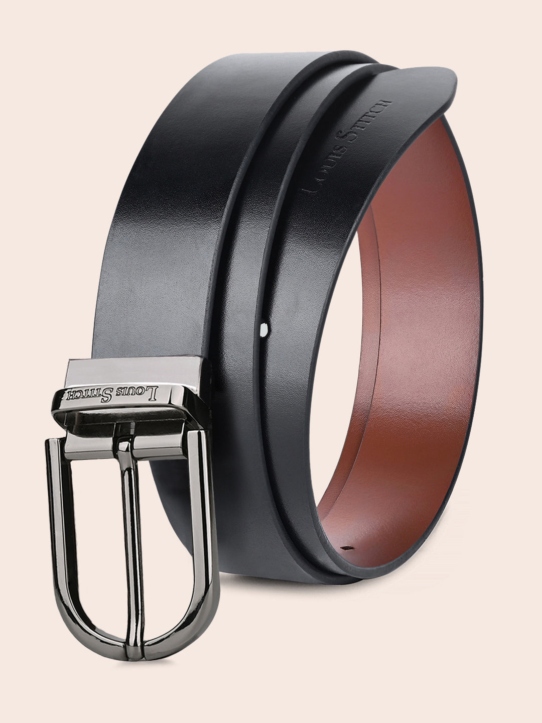 Men's Black & Brown Formal Italian Leather Reversible Belt For Men