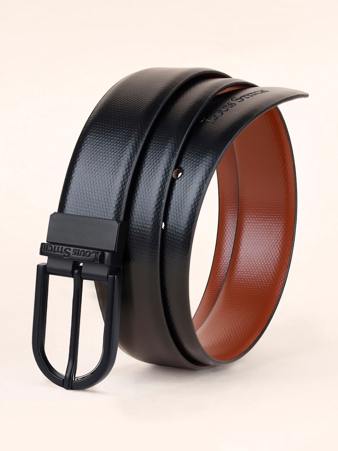 Men's Black & Brown Formal Italian Leather Reversible Belt For Men