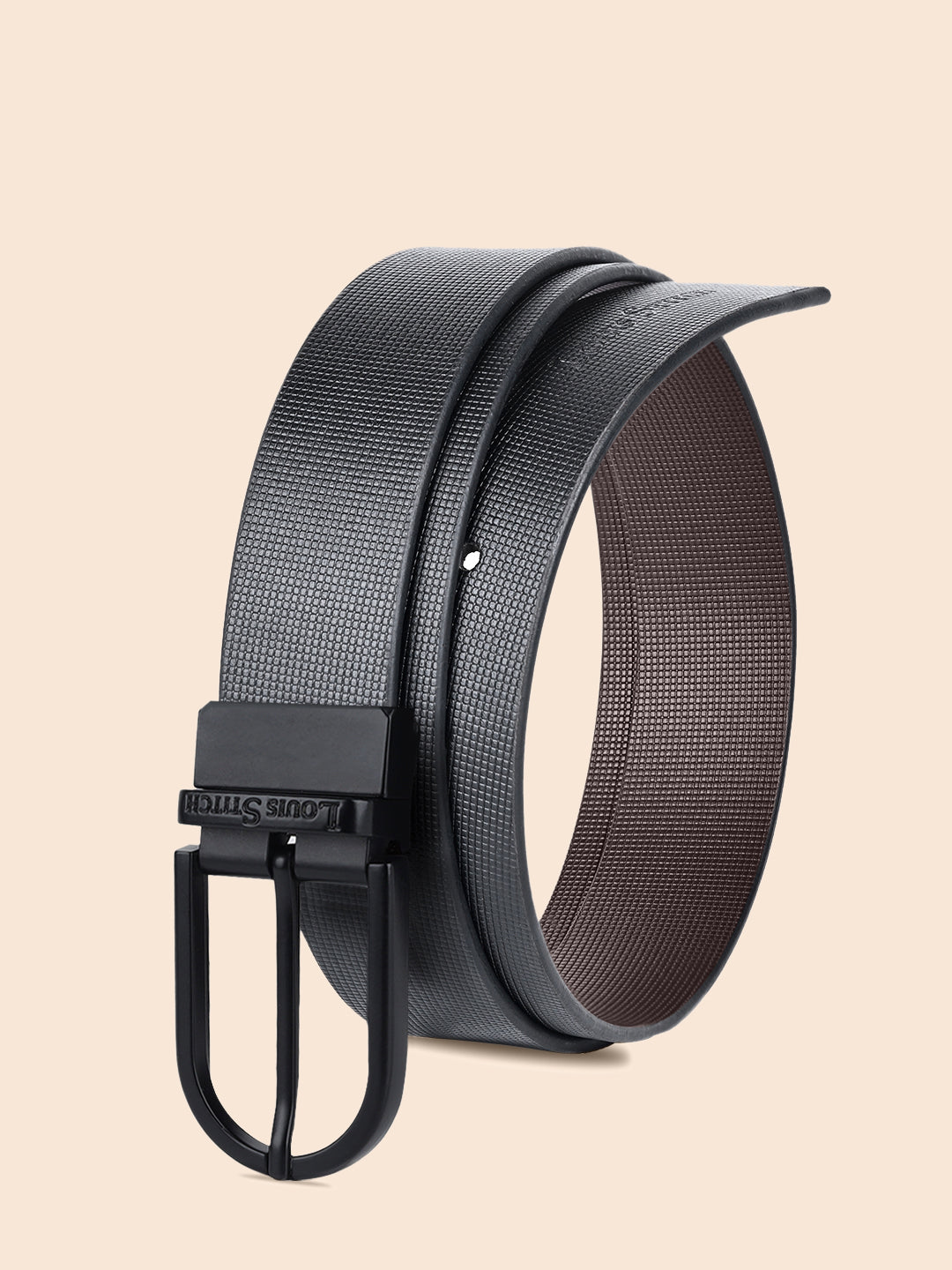 Men's Black & Brown Formal Italian Leather Reversible Belt For Men