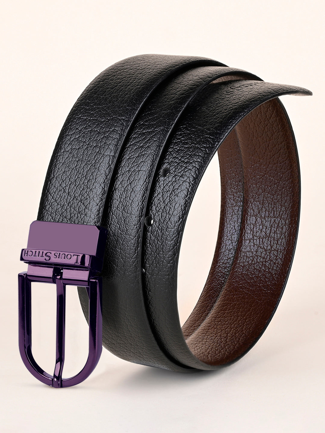 Men's Black & Brown Formal Italian Leather Reversible Belt For Men