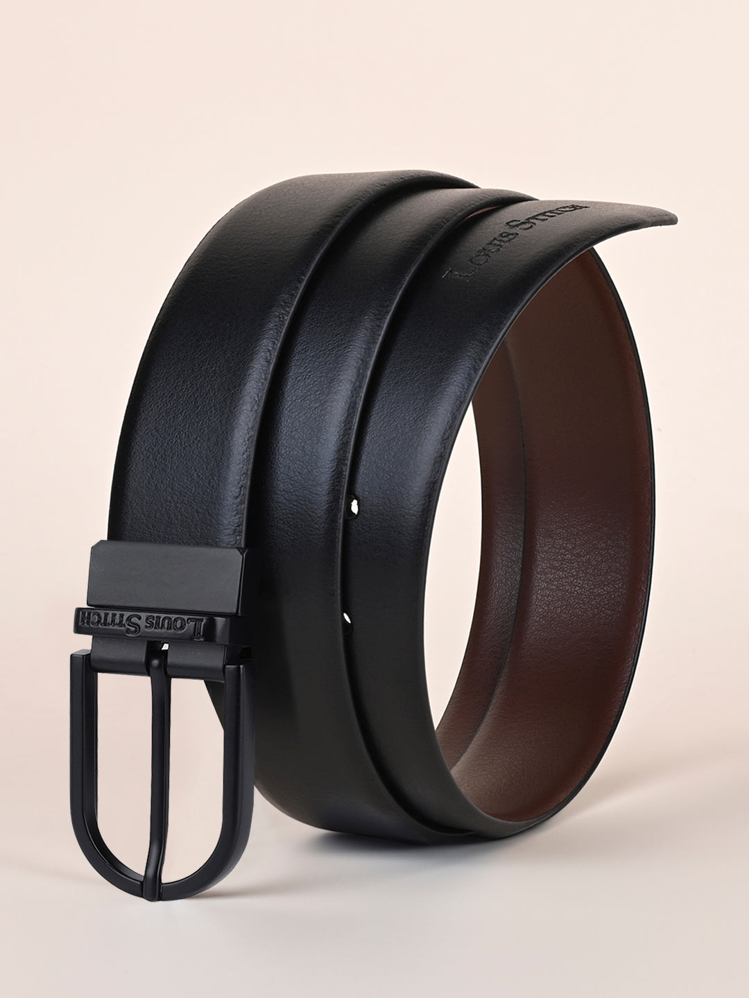 Men's Black & Brown Formal Italian Leather Reversible Belt For Men