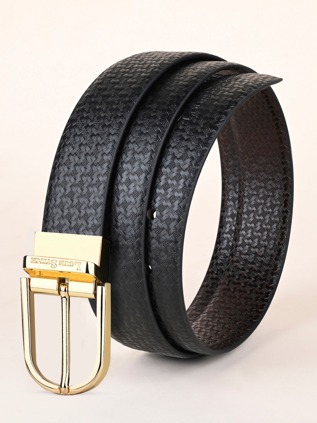 Men's Black & Brown Formal Italian Leather Reversible Belt For Men
