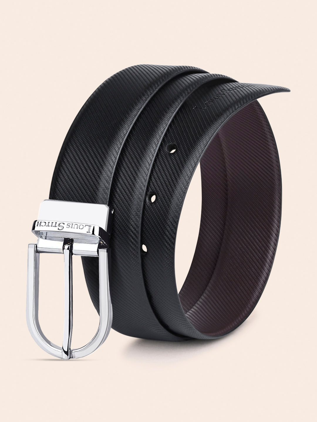 Men's Black & Brown Formal Italian Leather Reversible Belt For Men