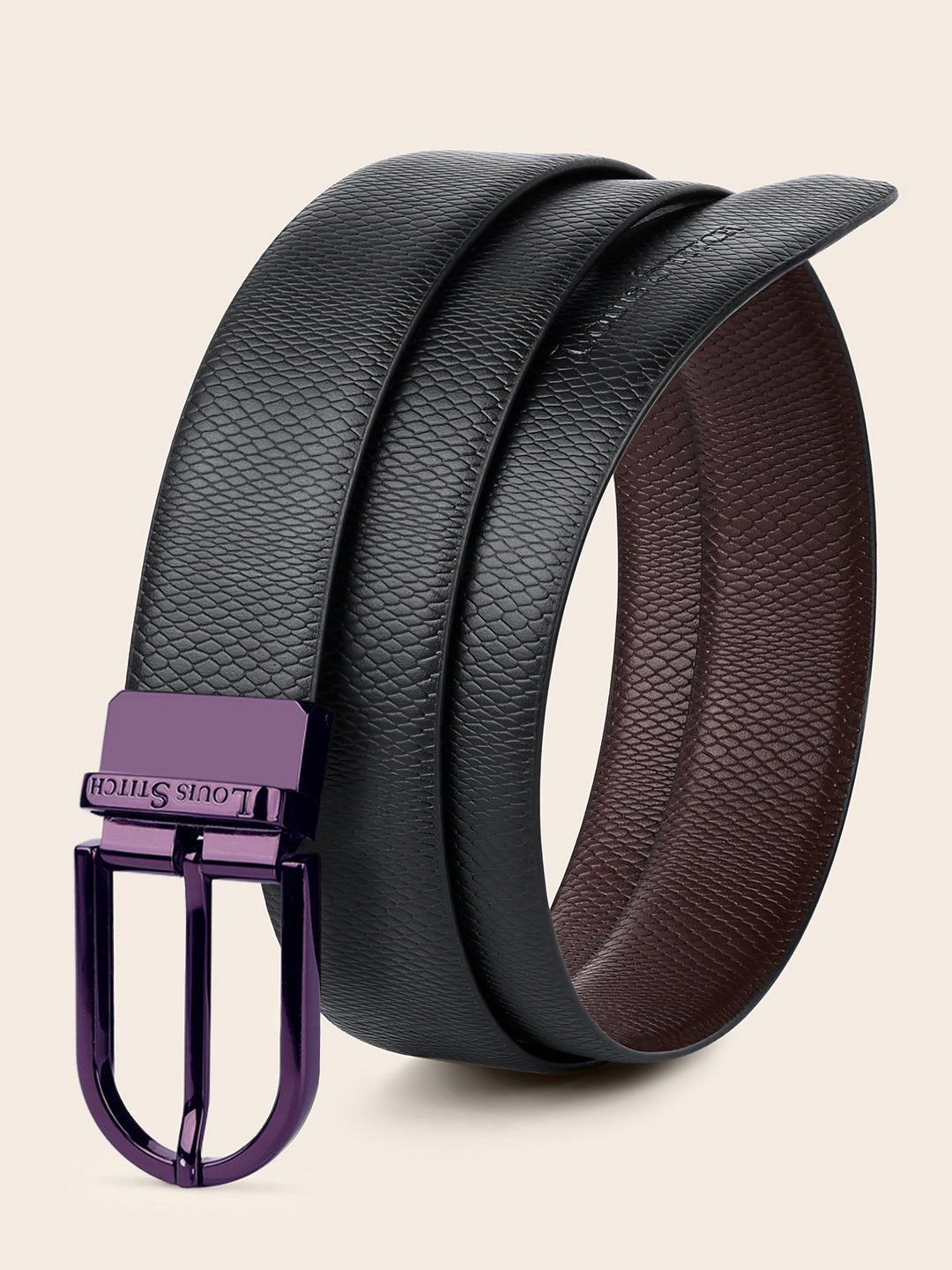 Men's Black & Brown Formal Italian Leather Reversible Belt For Men