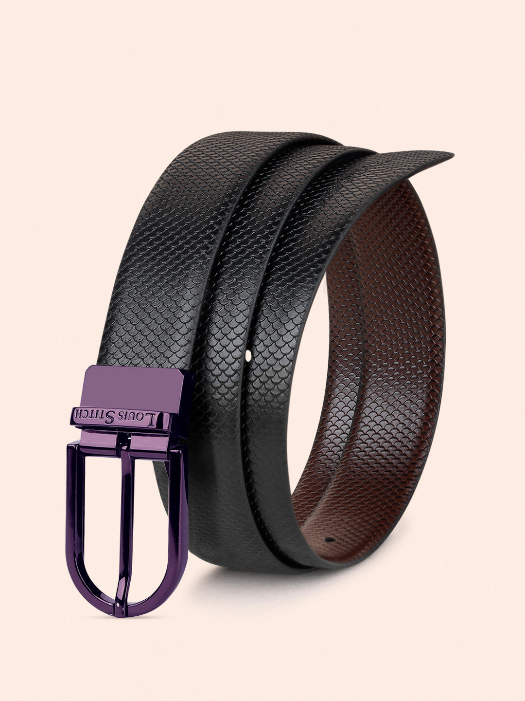 Men's Black & Brown Formal Italian Leather Reversible Belt For Men