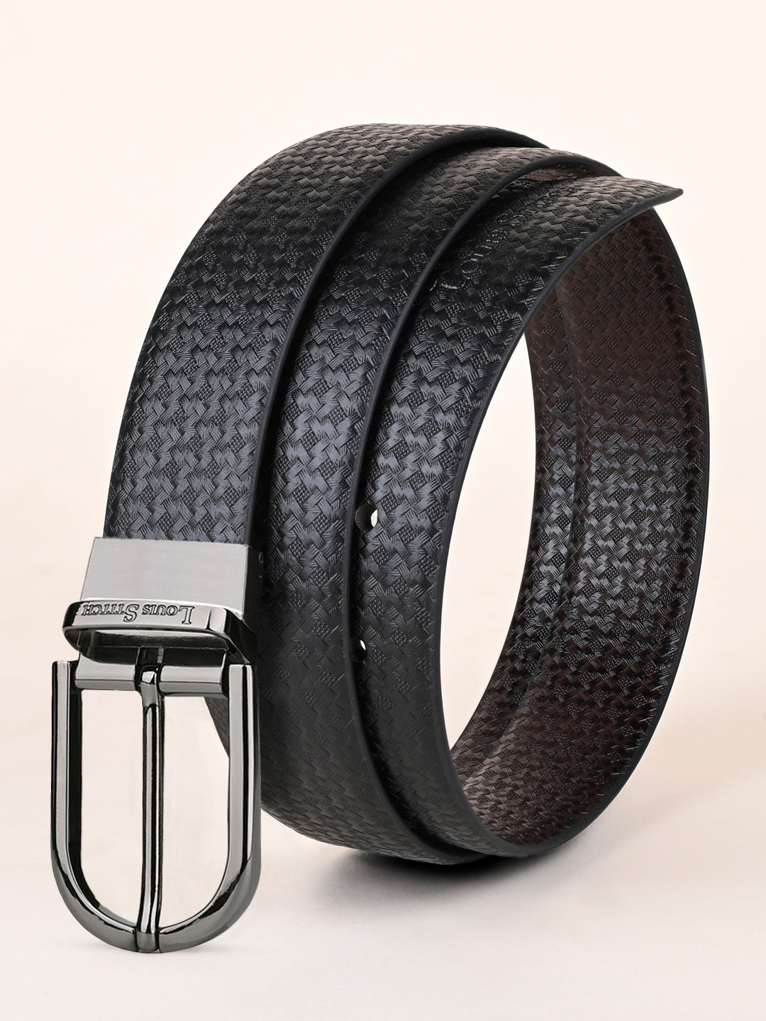 Men's Black & Brown Formal Italian Leather Reversible Belt For Men