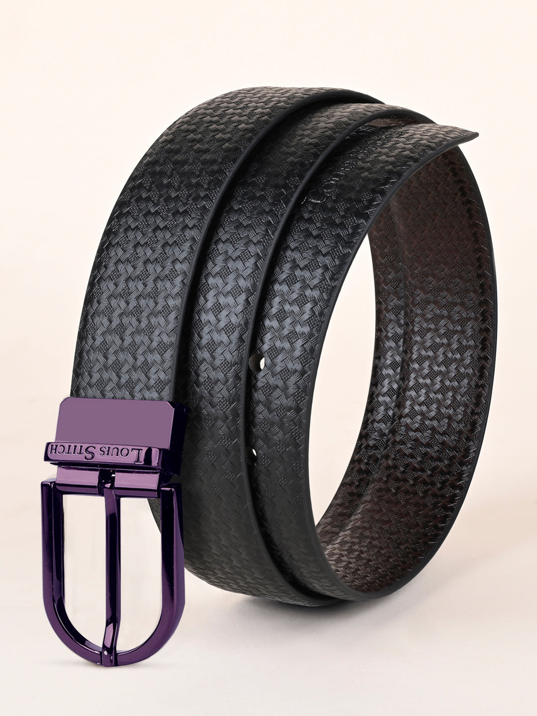 Men's Black & Brown Formal Italian Leather Reversible Belt For Men