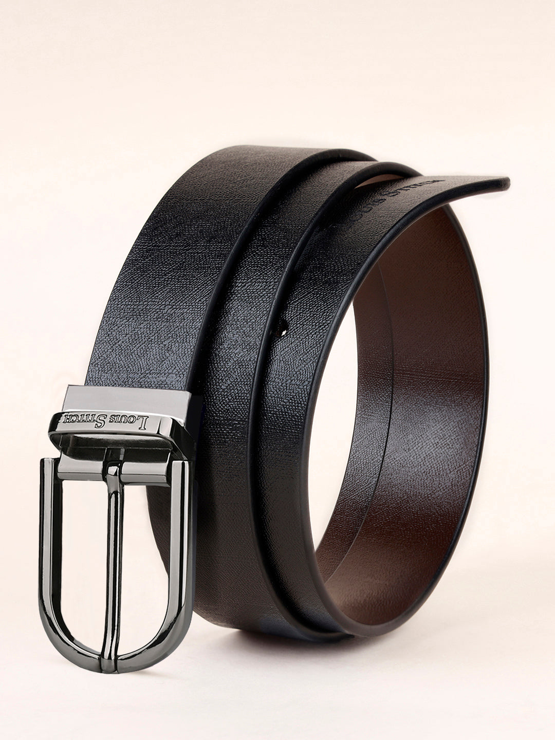 Men's Black & Brown Formal Italian Leather Reversible Belt For Men