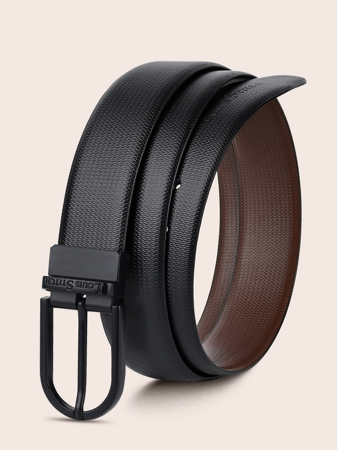 Men's Black & Brown Formal Italian Leather Reversible Belt For Men