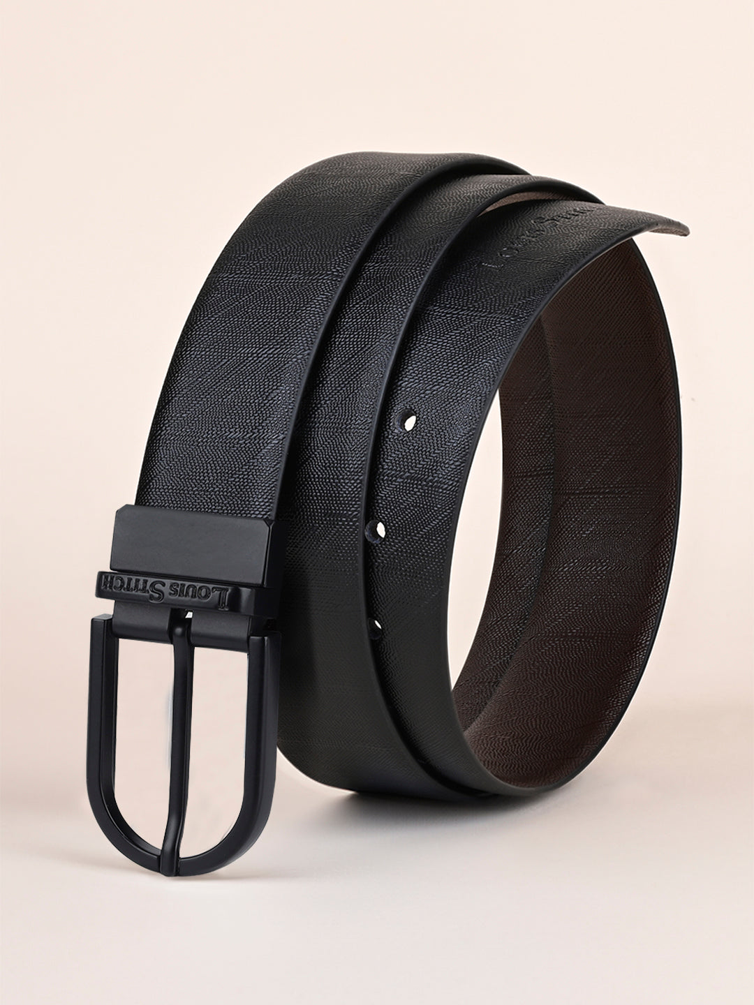 Men's Black & Brown Formal Italian Leather Reversible Belt For Men