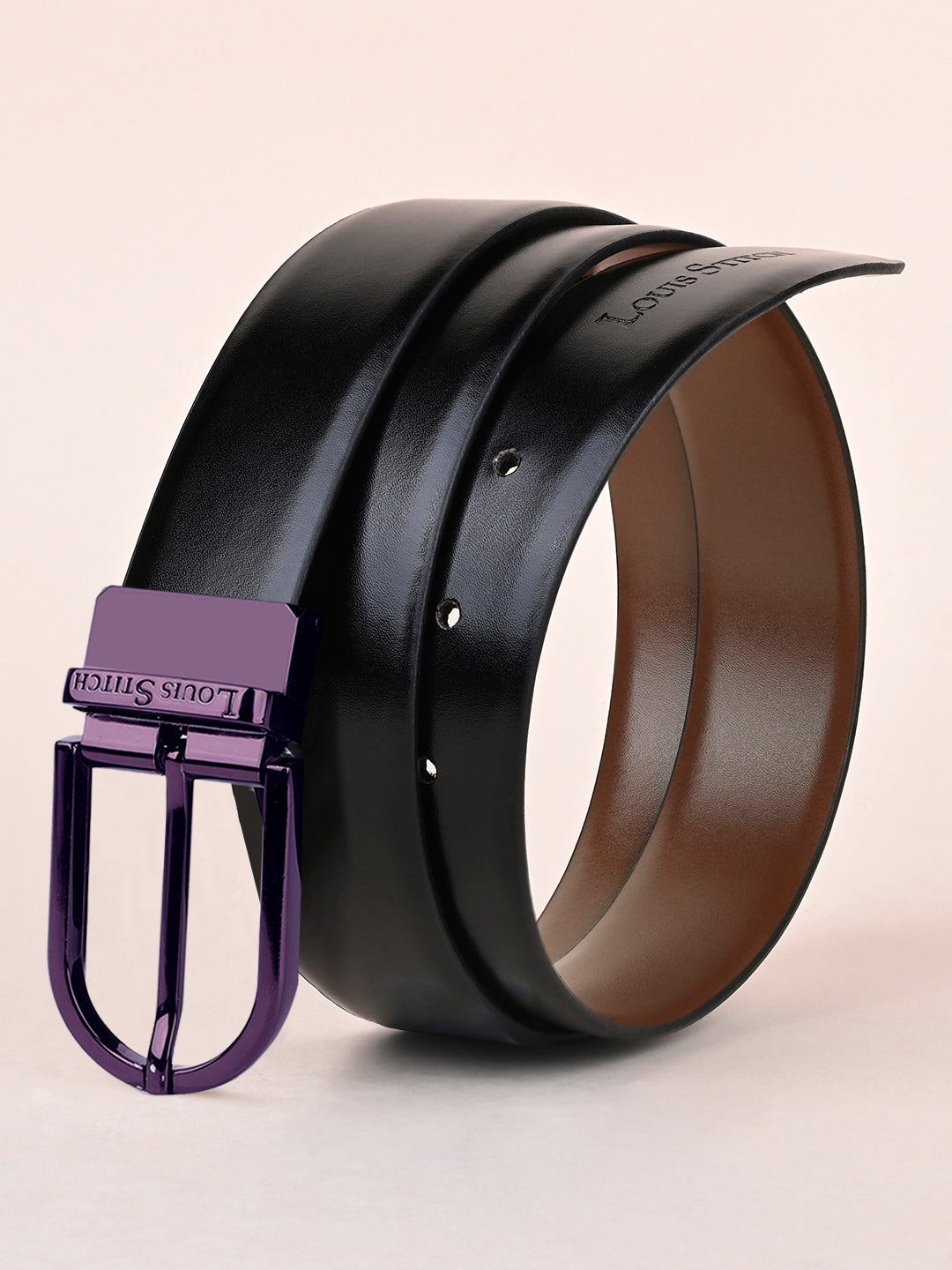 Men's Black & Brown Formal Italian Leather Reversible Belt For Men