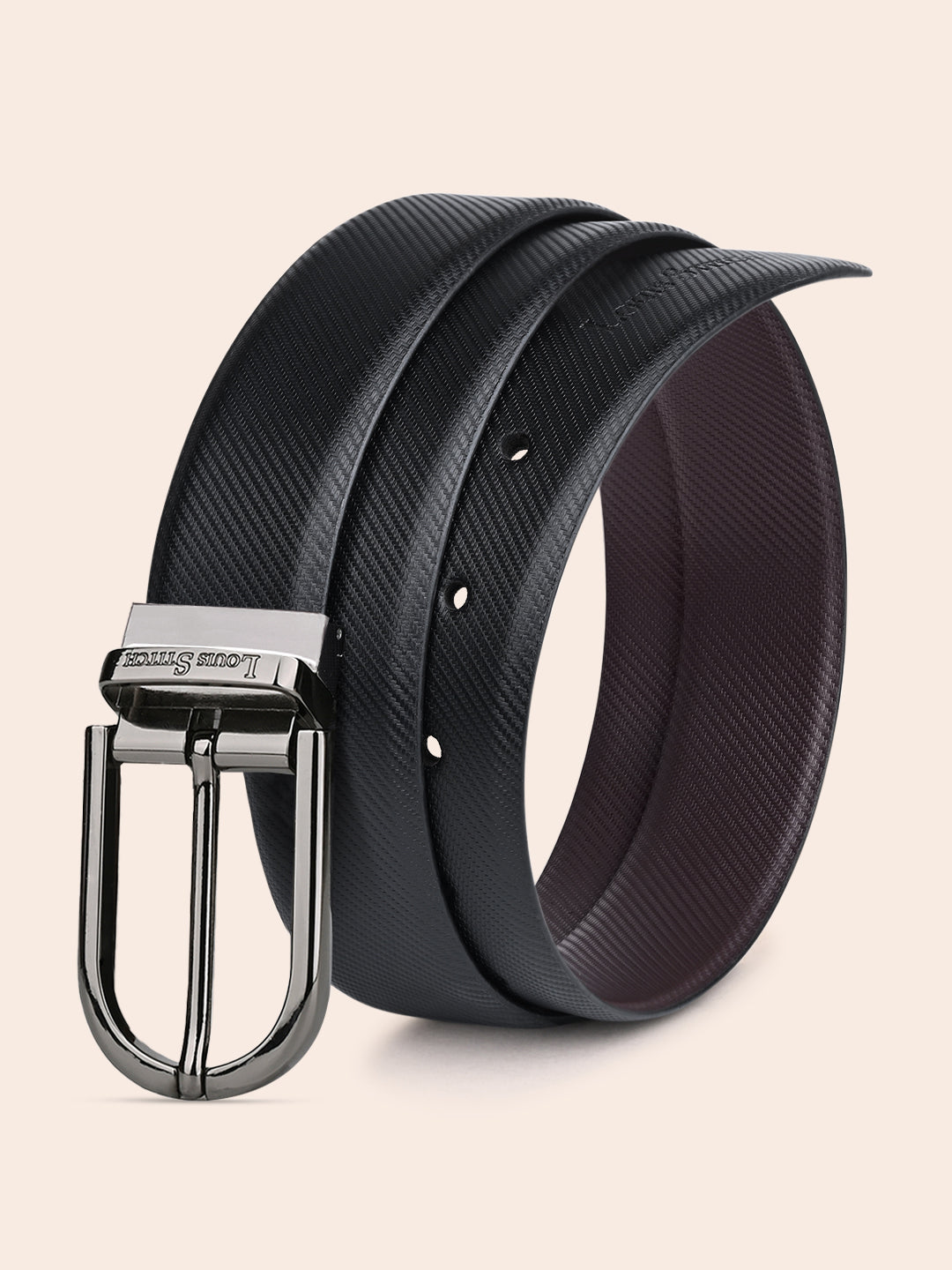 Men's Black & Brown Formal Italian Leather Reversible Belt For Men