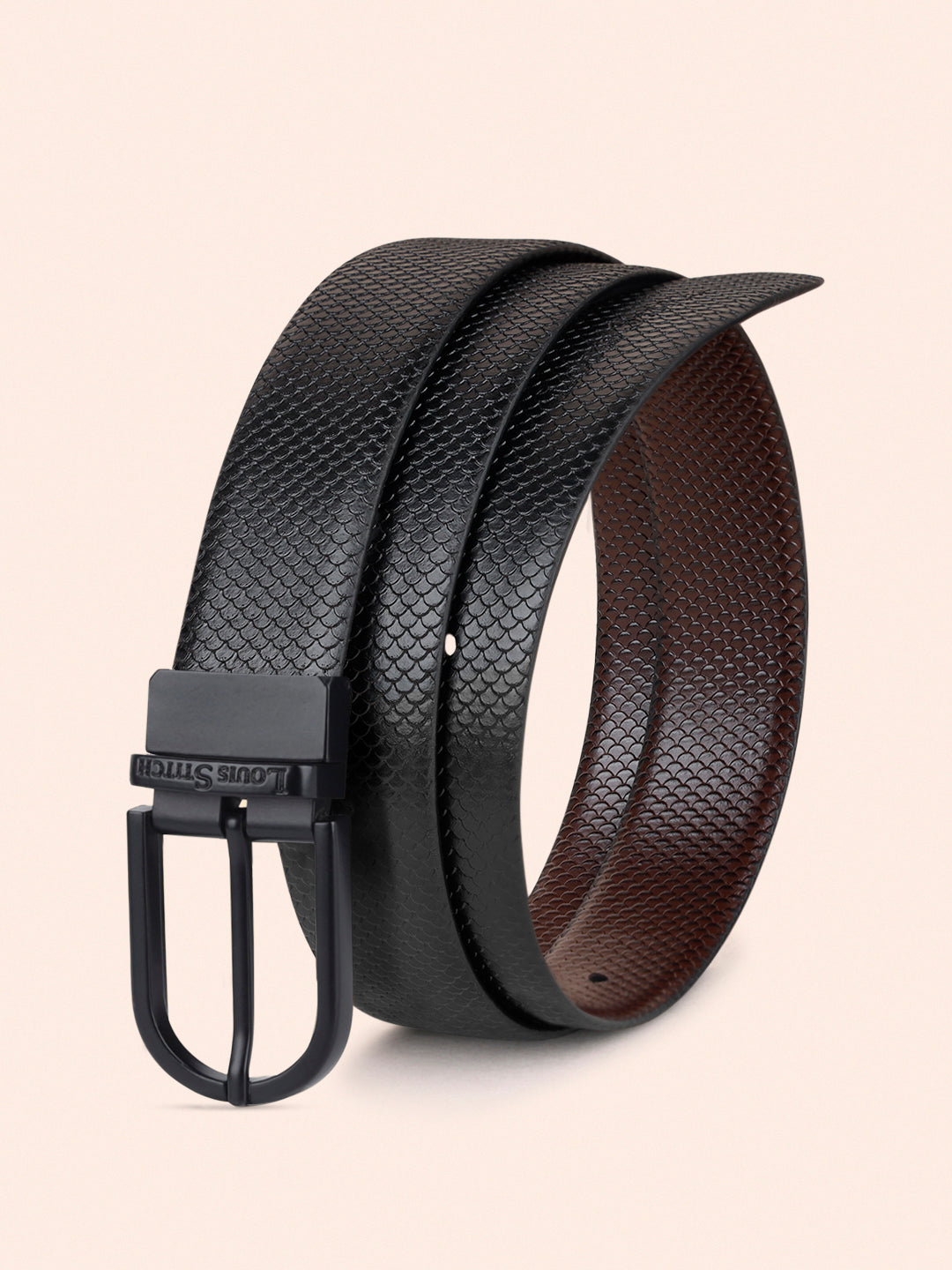 Men's Black & Brown Formal Italian Leather Reversible Belt For Men
