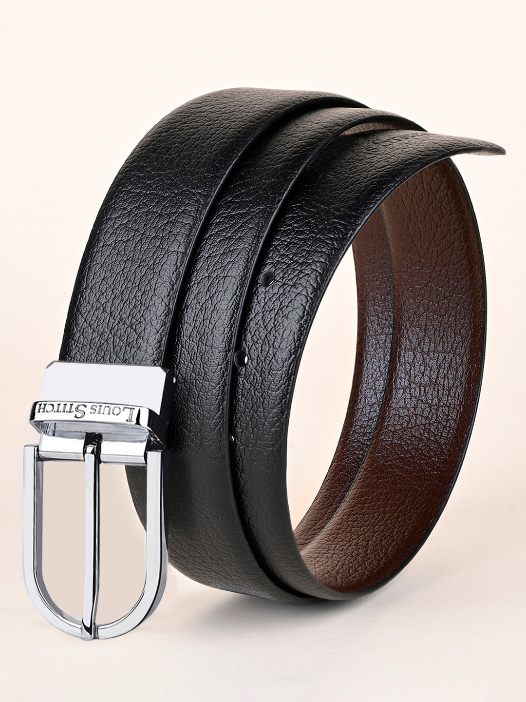 Men's Black & Brown Formal Italian Leather Reversible Belt For Men