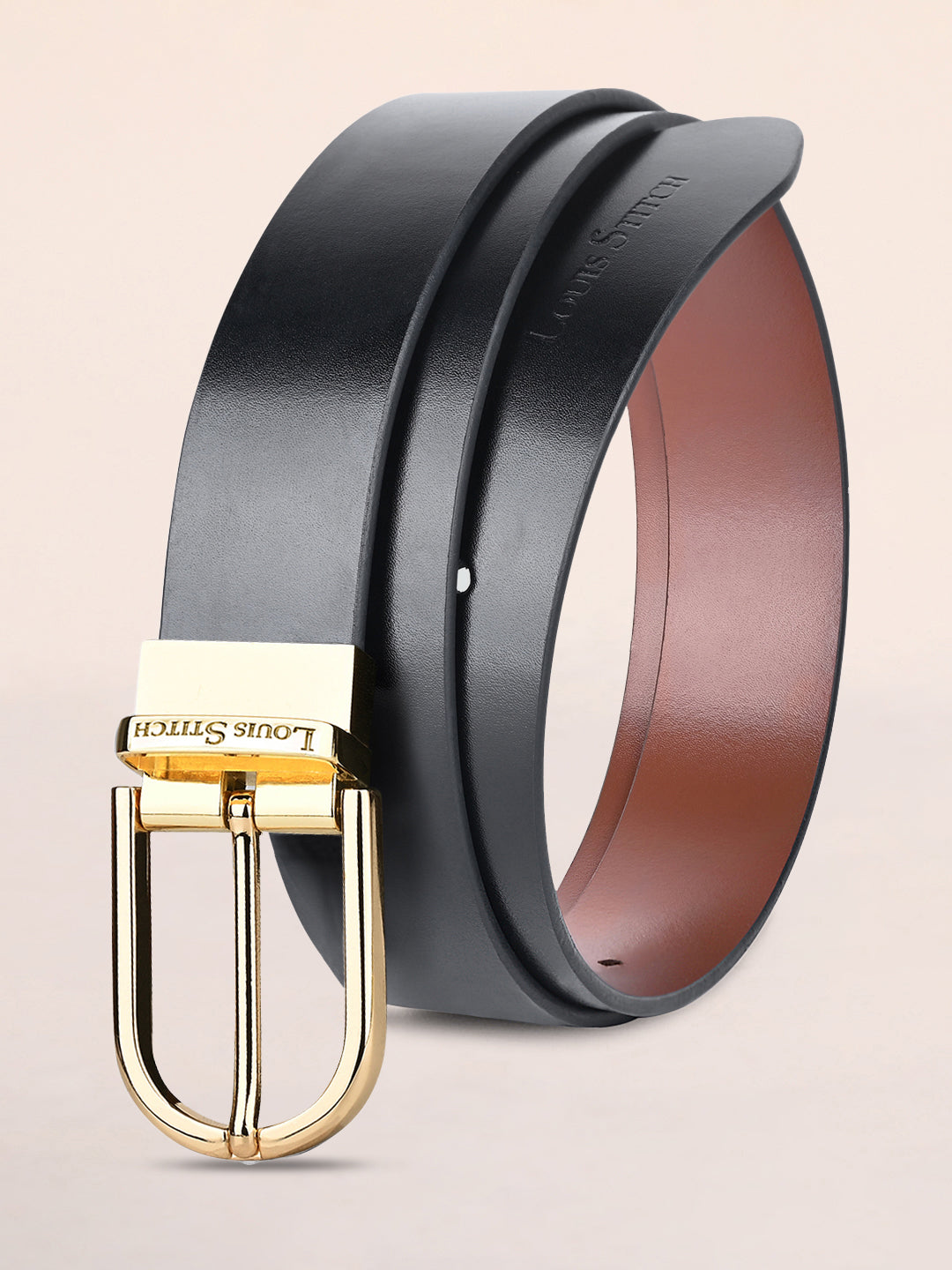 Men's Black & Brown Formal Italian Leather Reversible Belt For Men