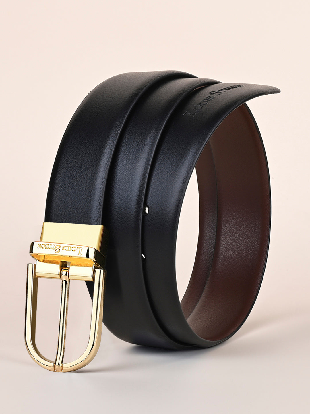 Men's Black & Brown Formal Italian Leather Reversible Belt For Men