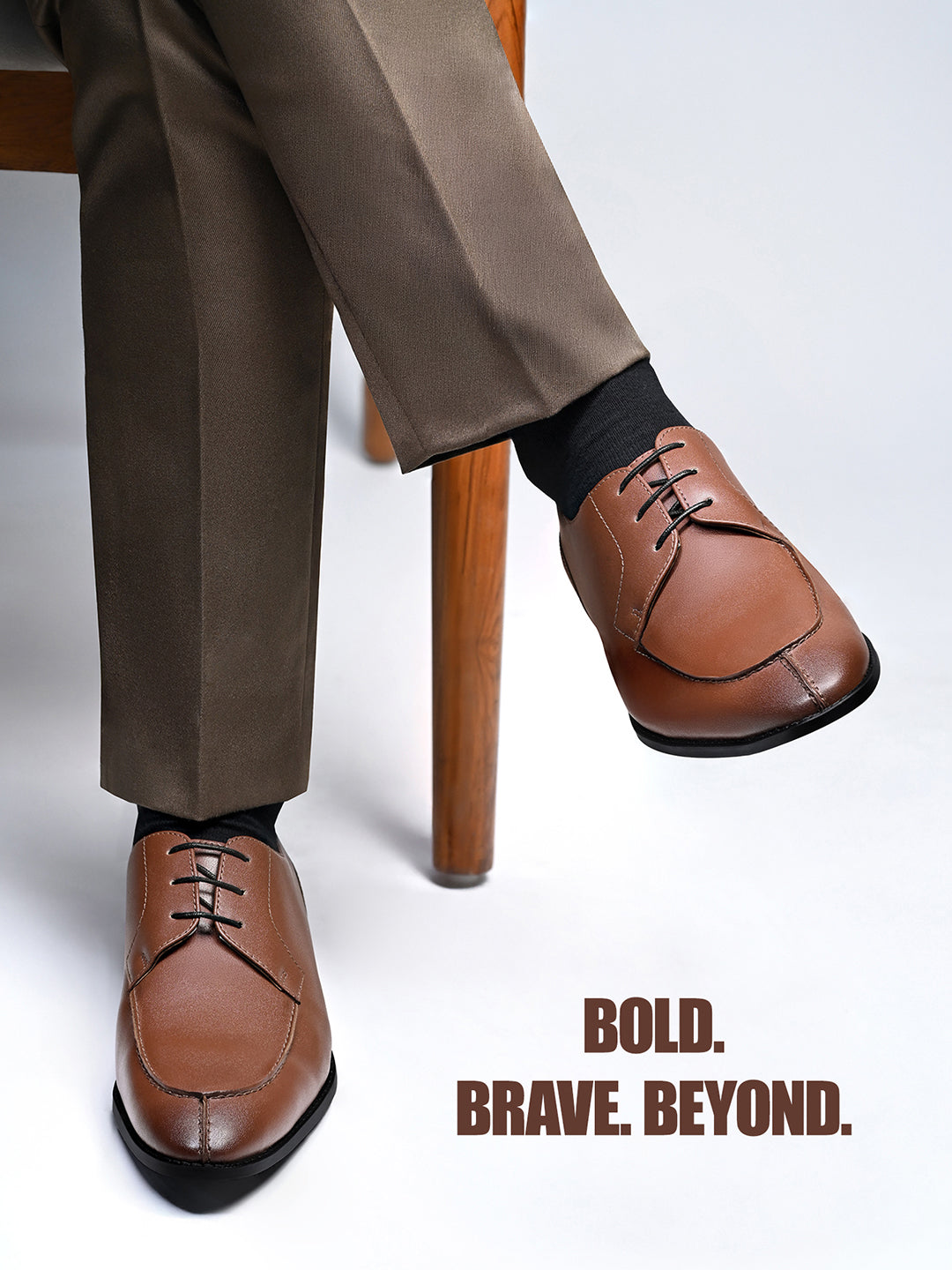 Tan Handcrafted Derby Laceups Shoes