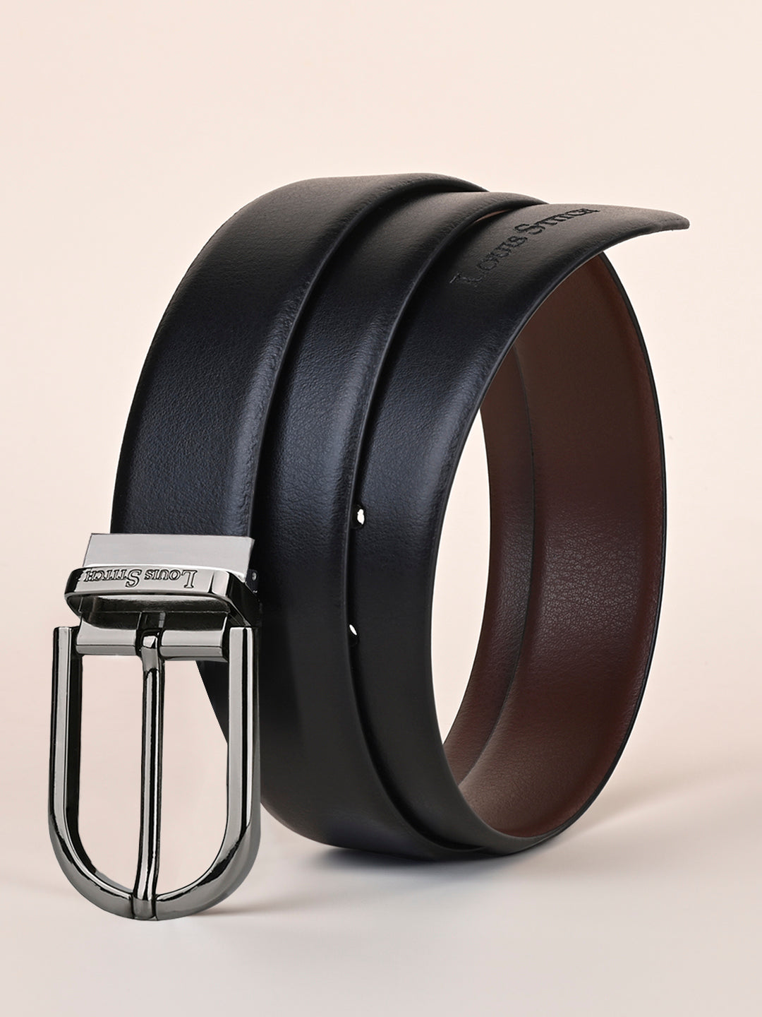 Men's Black & Brown Formal Italian Leather Reversible Belt For Men
