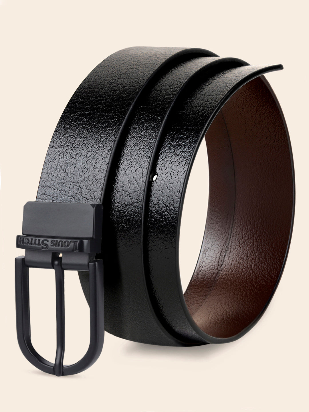 Men's Black & Brown Formal Italian Leather Reversible Belt For Men