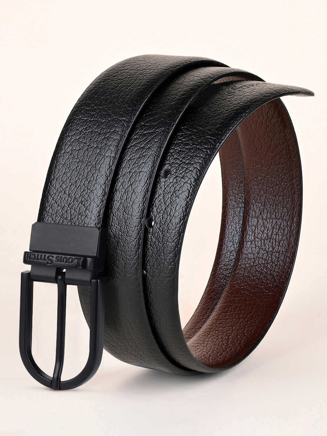 Men's Black & Brown Formal Italian Leather Reversible Belt For Men