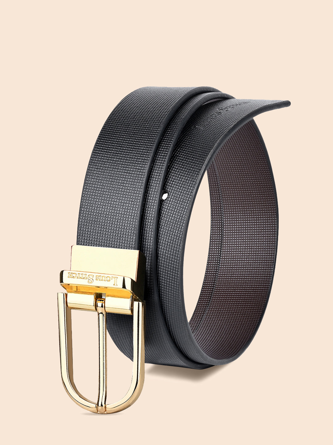 Men's Black & Brown Formal Italian Leather Reversible Belt For Men