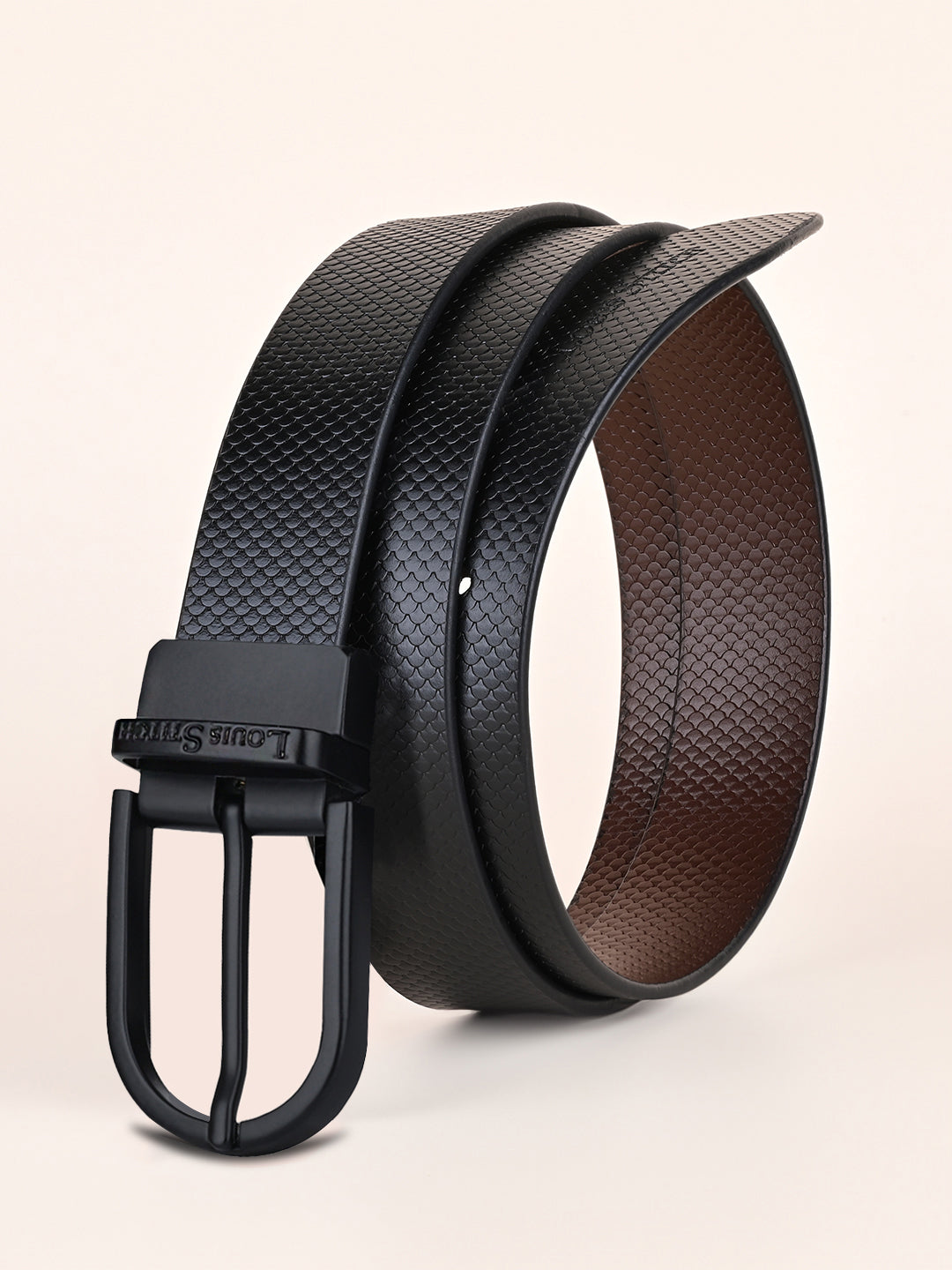 Men's Black & Brown Formal Italian Leather Reversible Belt For Men