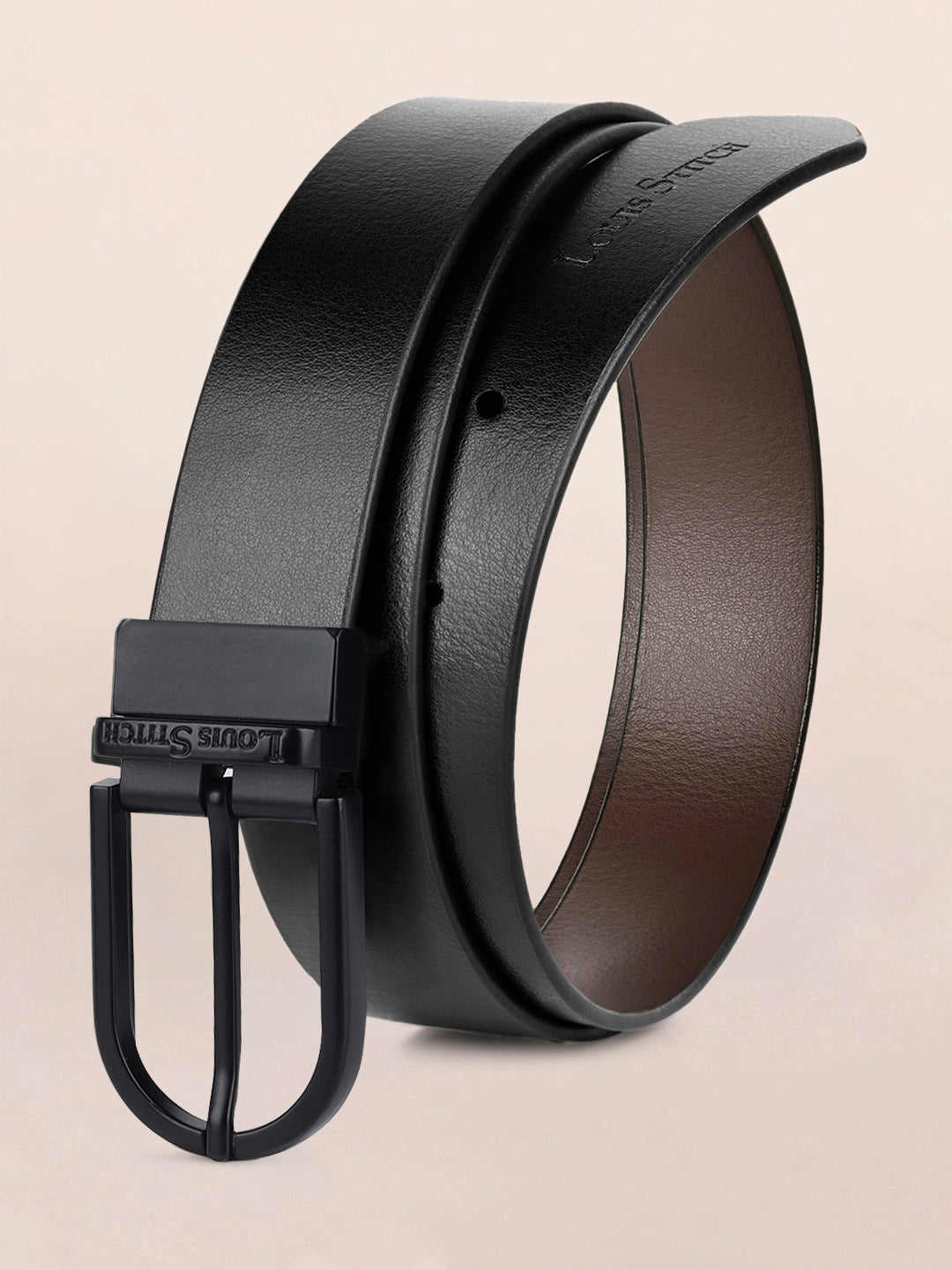 Men's Black & Brown Formal Italian Leather Reversible Belt For Men