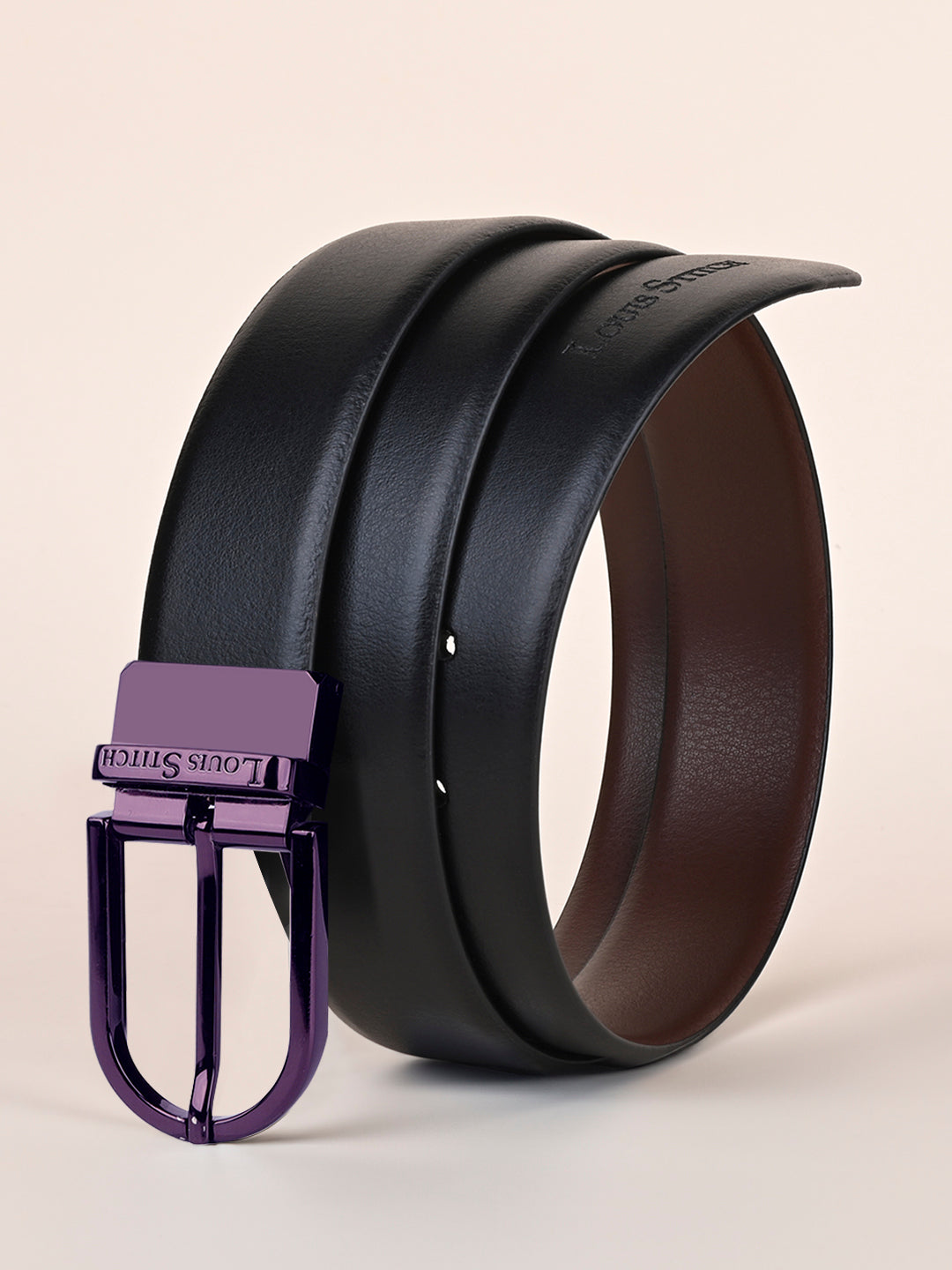 Men's Black & Brown Formal Italian Leather Reversible Belt For Men
