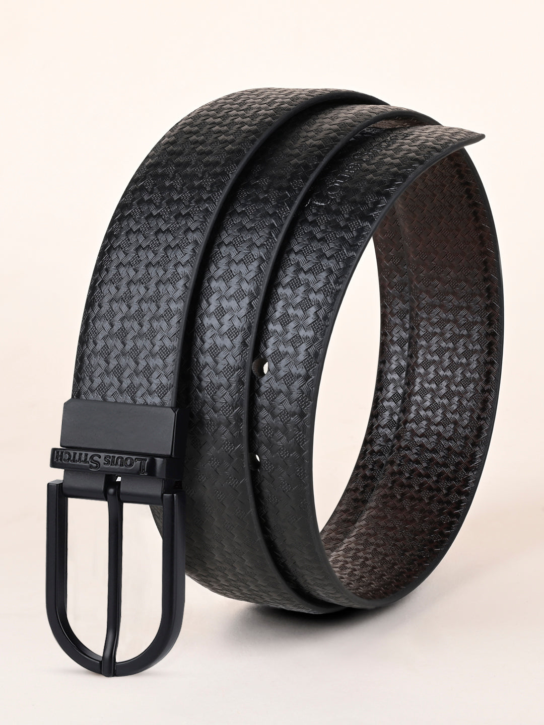 Men's Black & Brown Formal Italian Leather Reversible Belt For Men
