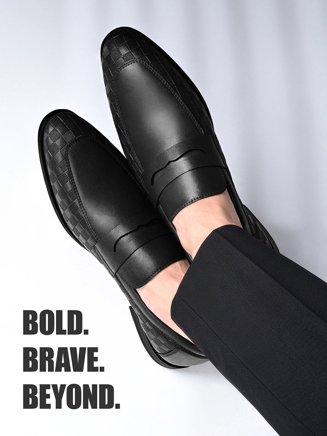 Jet Black Handcrafted Embossed Moccasin Slipon