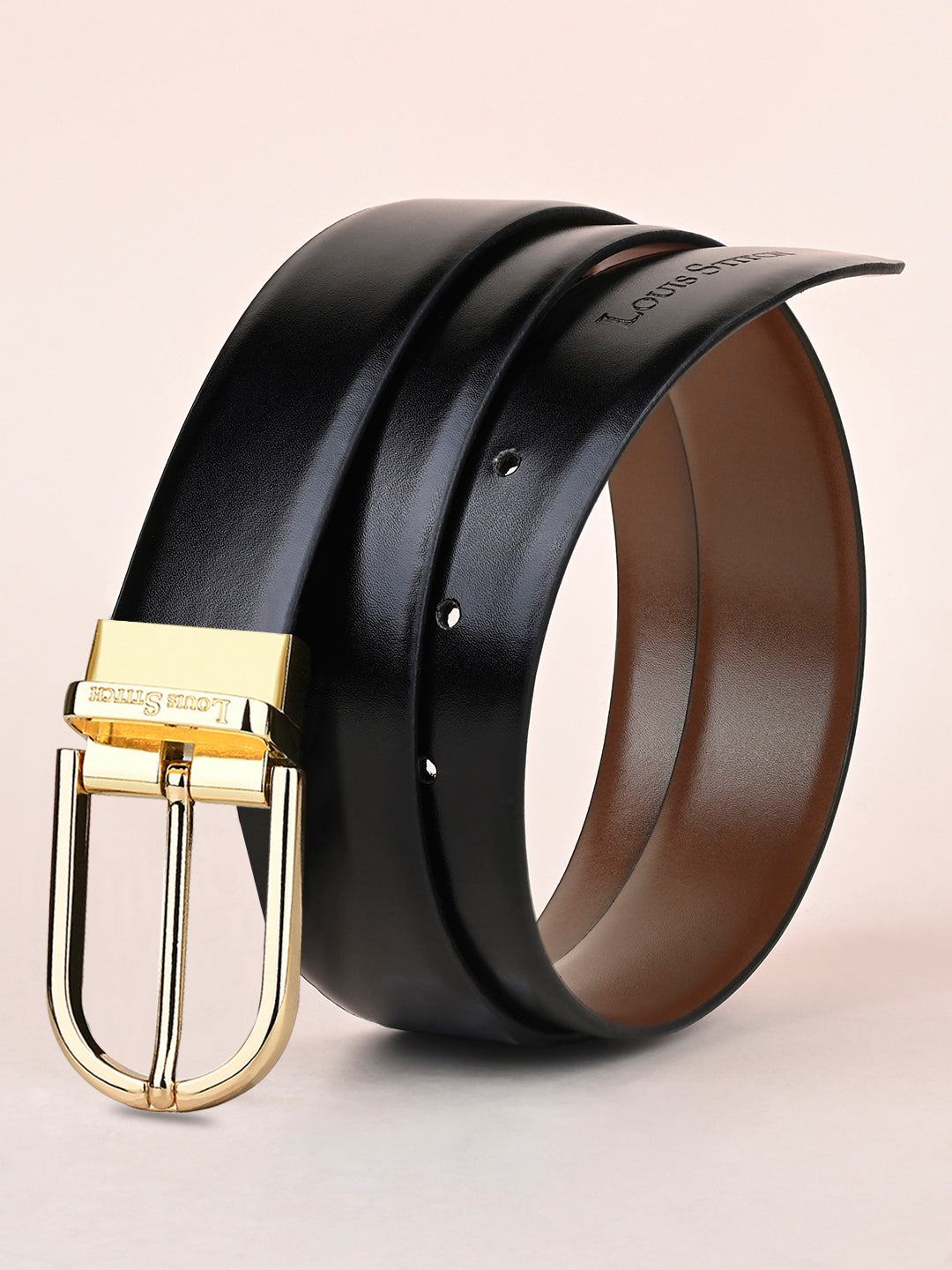 Men's Black & Brown Formal Italian Leather Reversible Belt For Men
