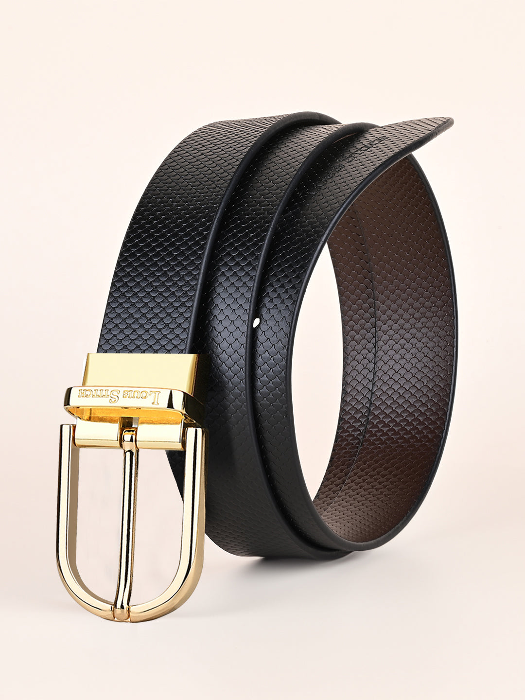 Men's Black & Brown Formal Italian Leather Reversible Belt For Men