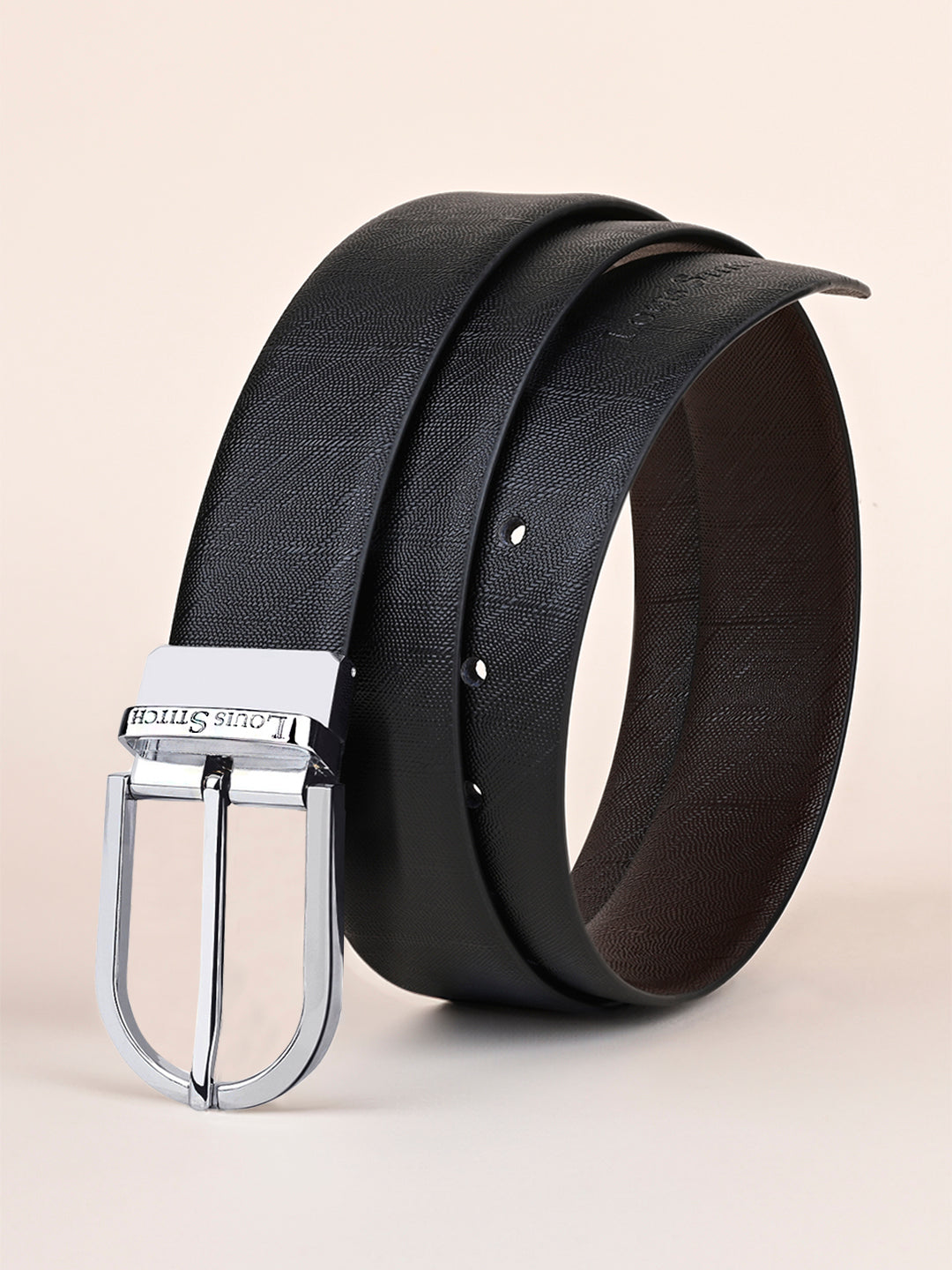 Men's Black & Brown Formal Italian Leather Reversible Belt For Men