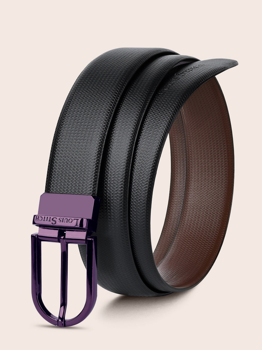 Men's Black & Brown Formal Italian Leather Reversible Belt For Men