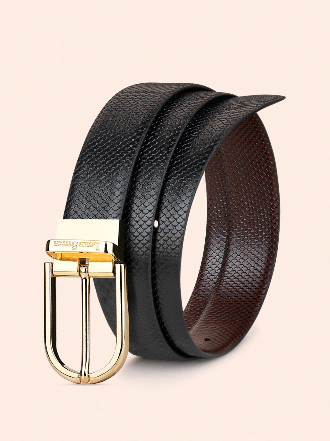 Men's Black & Brown Formal Italian Leather Reversible Belt For Men