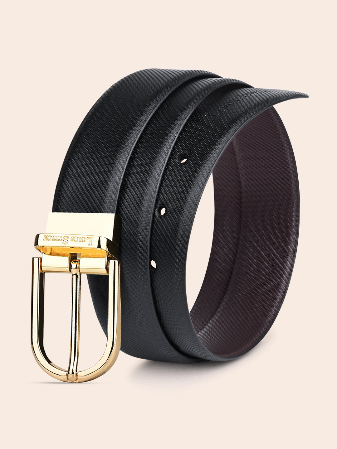 Men's Black & Brown Formal Italian Leather Reversible Belt For Men